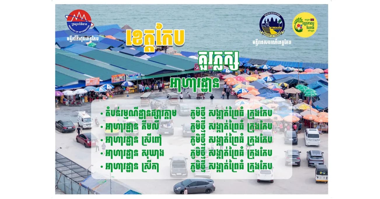 ទីតាំងនៃអាហារដ្ឋានគួរភ្លក្សនៅក្នុងខេត្តកែប